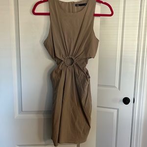Zara tan short dress with cut out, size small